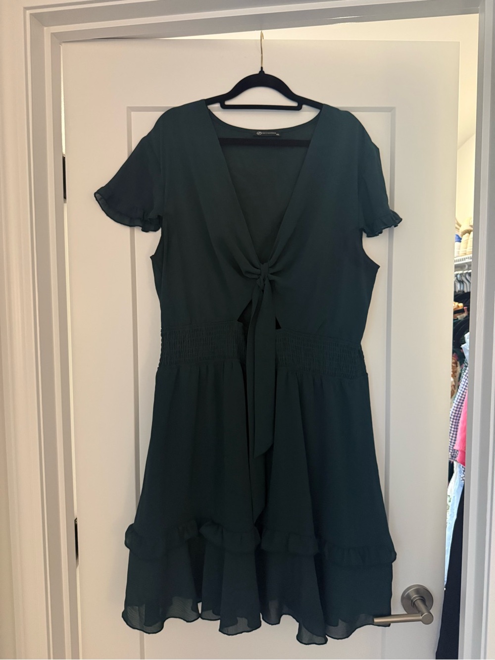 Tie-Front Dark Green Women’s Dress